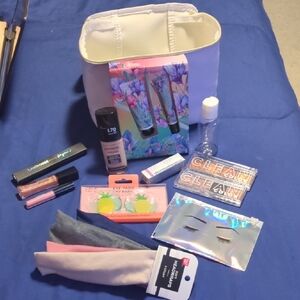 Makeup and Skincare Set with White Cosmetic Bag